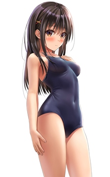 (e) girl standing in a competition swimsuit by yukemuriganmo