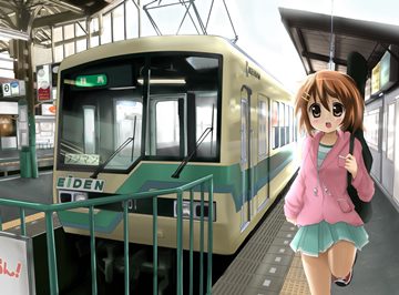 Yui on a railway platform by karaage3