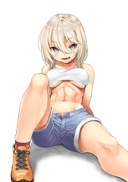 (e) girl with abs sitting on the floor by murata taichi