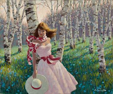Arthur Sarnoff - Woman in a birch forest