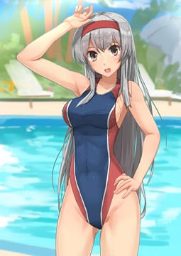 (e) Shoukaku in swimsuit
