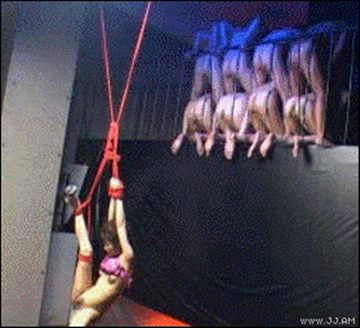 (y) group of wenches pisses on a bitch hung on ropes
