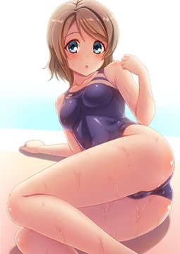 (e) Watanabe You ponsing in swimsuit