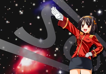 The Day of Sagittarius; Haruhi in a uniform, space background