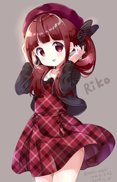 girl in red plaid dress by wakiko
