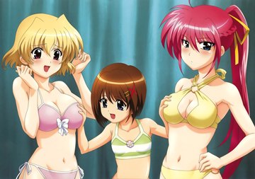 (y) Hayate touching Signum's and Shamal's boobs