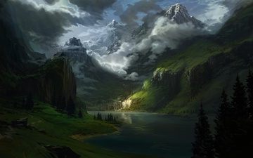Philipp A. Urlich - Mountain Lake inspired by Bierstadt