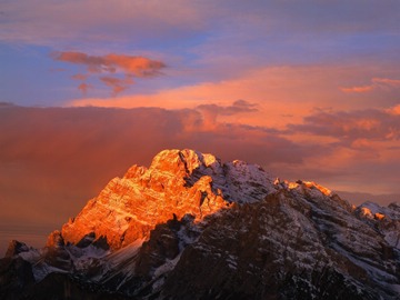 mountain, orange sunset
