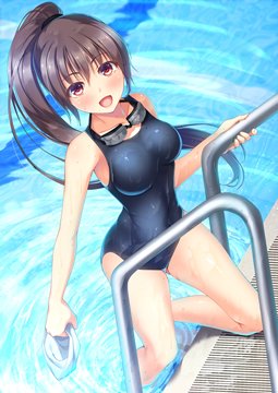 (e) girl getting out of pool by imachireki