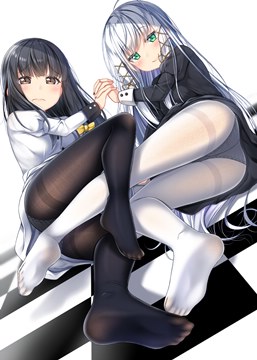 (e) 2 girls showing pantyhose together by gurande
