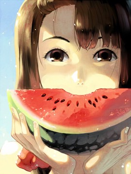 1333198264559 girl eats watermelon