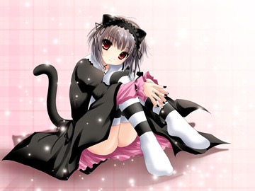 (e) fanart of Yuki in a dark cat dress by namamo nanase
