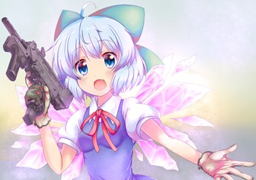 Cirno with an M9 SMG