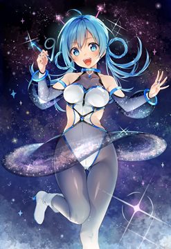 (e) Pixiv-tan floating in space