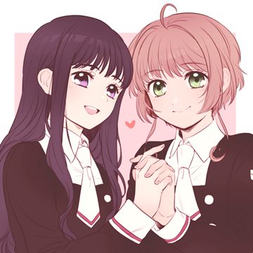 Tomoyo and Sakura holding hands, older