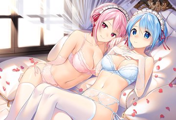 (e) 2 girls in lingerie by mochiko