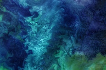 orbital view of phytoplankton vortices, Chukchi Sea, Alaska, USA