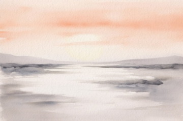 simple watercolor painting of a landscape in the morning