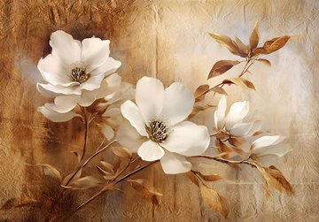 wild flowers in sepia palette on parchment background