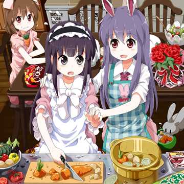 girls in the kitchen, one cutting a carrot by ruu