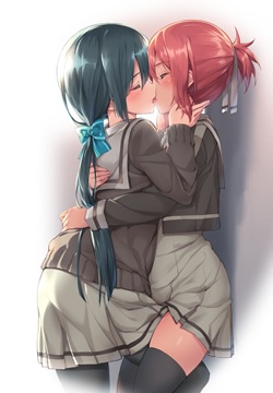 (y) Yuuki Yuuna, Tougou Mimori kissing
