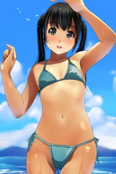 (e) standing in teal bikini