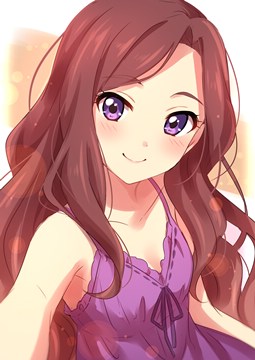 Kasumi Yozora in purple summer dress