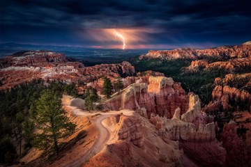 lightning over Bryce Canyon, Utah, USA