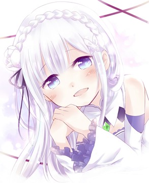 Emilia (re;zero) smiling
