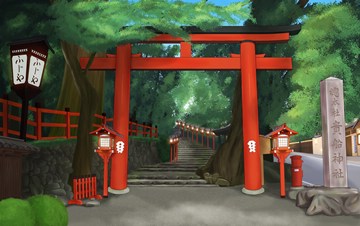 tidy temple entrance with torii