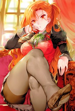 (e) girl sitting, exposing red pantsu by saburou