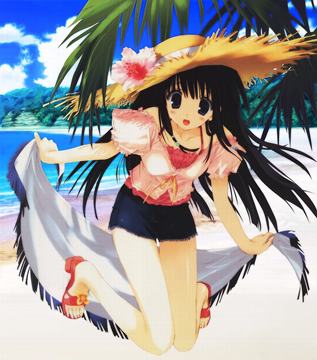 Kusakabe Yuki on the beach