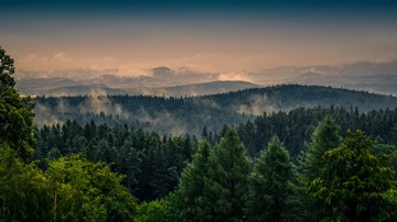 overlooking the mountains of southern Poland