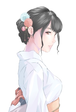 realistic lady in kimono by azurcentauri