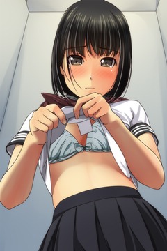 (e) lifting shirt, showing stomach
