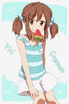 Yui eating a watermelon popsicle by aon0