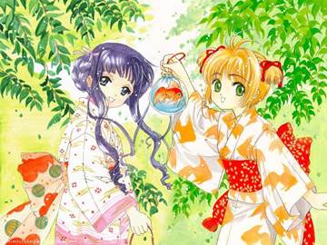 Tomoyo and Sakura in kimonos