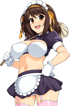 (e) Haruhi in a skimpy maid outfit by haruhisky (extracted)