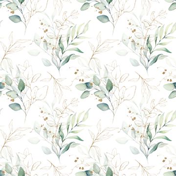 watercolor branches and golden outlines (tiling wallpaper)
