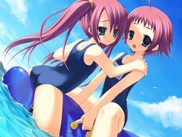 two cute girls in the water