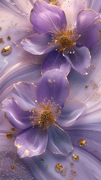 violet flowers with gold details (AI)