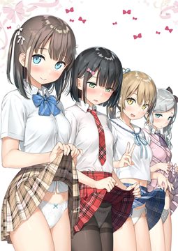 (e) lineup of girls lifting skirts by kantoku