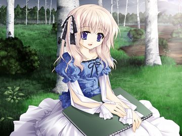 a girl with a book in the park