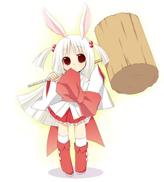 bunny girl holding a huge mallet