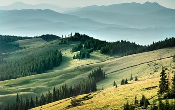 hazy Carpathian Mountains, Ukraine