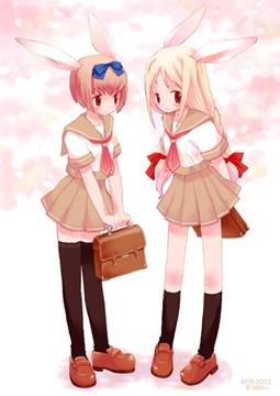 two bunny schoolgirls