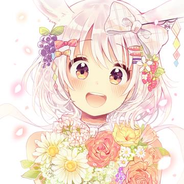 bunny girl with a bouquet of flowers by sakura oriko