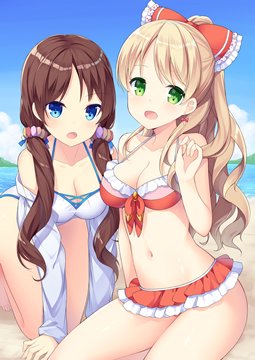 (e) 2 girls on the beach by amemiya ruki