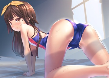 (e) (z) girl on all fours in competition swimsuit by tougetsu gou
