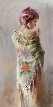 painting of a woman by Wang Ling